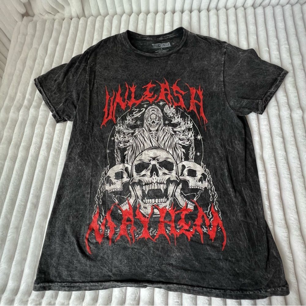 Unleash Mayhem Thirty Single T-Shirt Mens L Black